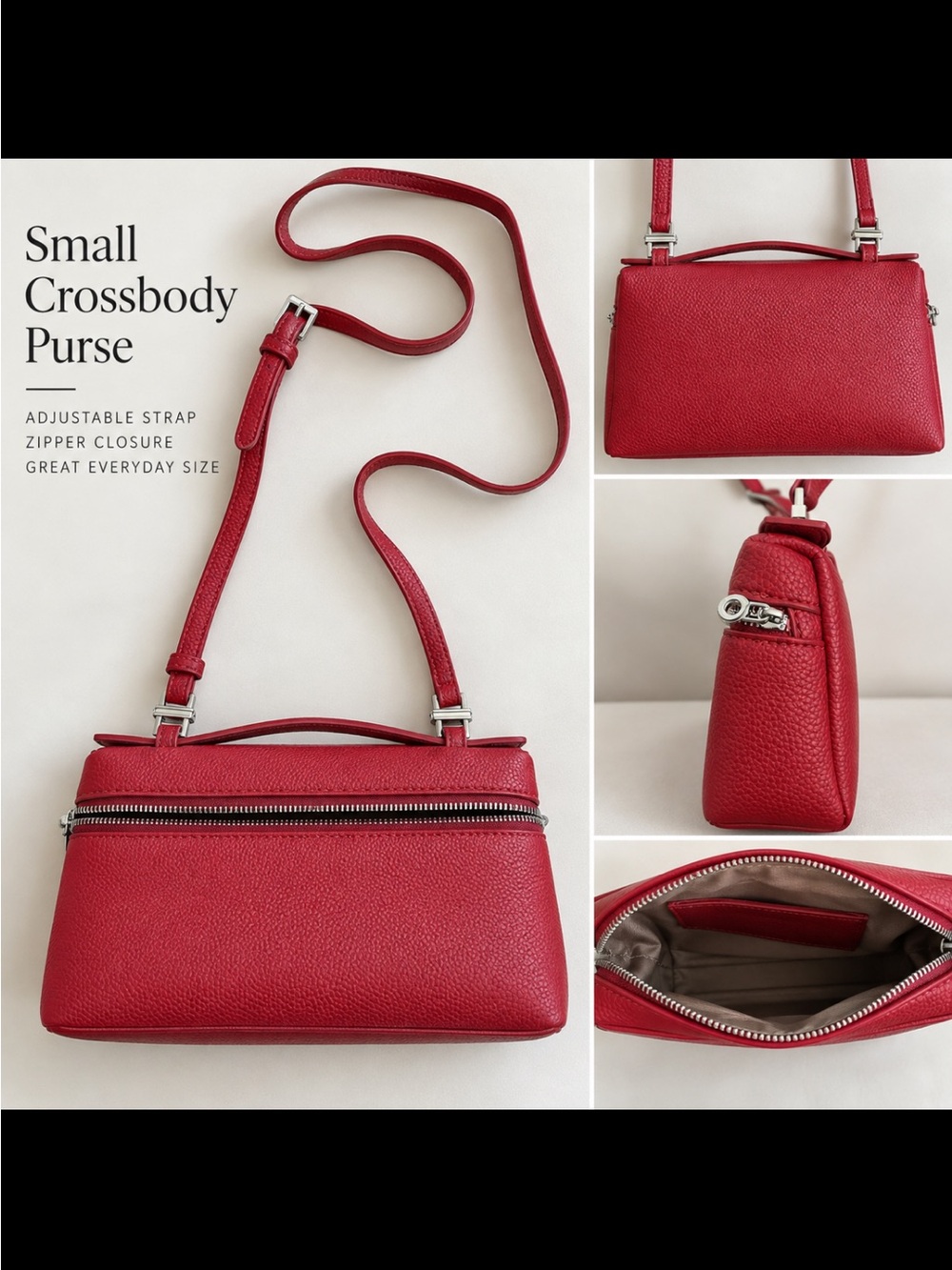 Small Red Crossbody Purse - Classic Everyday Shoulder Bag